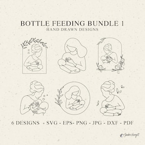 Biberon neonato plotter file Svg Dxf PNG Jpg maternità Cricut madre silhouette mamma clipart bambino vinile file tagliato linea arte donna bambino