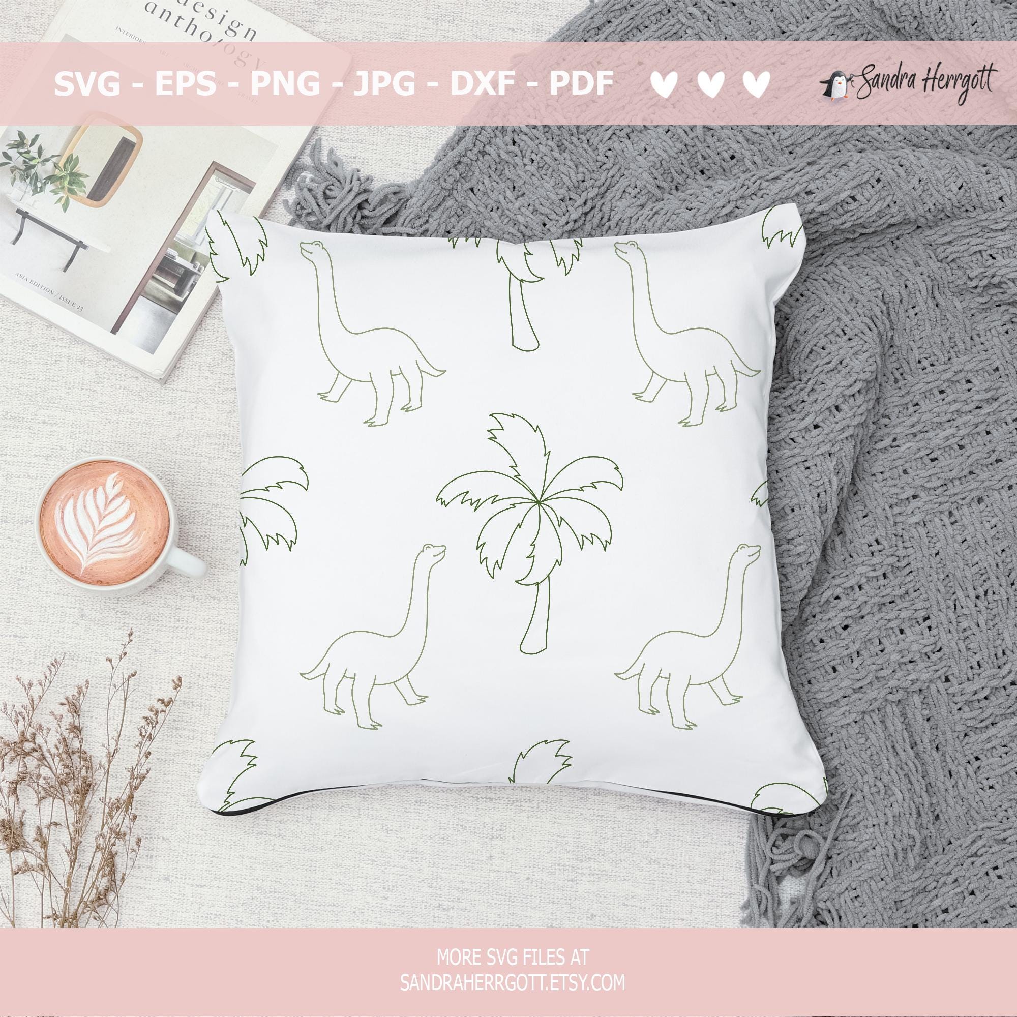 Dinosaur Seamless Pattern Svg Dxf Png Animal Cricut Background Plotter ...