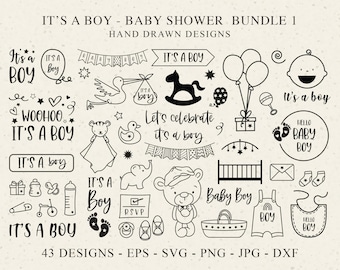 It's A Boy Plotter File Svg Dxf Png Baby Shower Cricut Bear Silhouette Feet Vinyl Cut File Stork Template Girl Boy Clipart Bundle Cute Icon