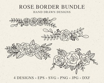 Rose Border Svg Bundle, floral wreath svg, flower divider svg, wedding svg, floral arrangement svg, floral swag svg, flowers svg, rose svg