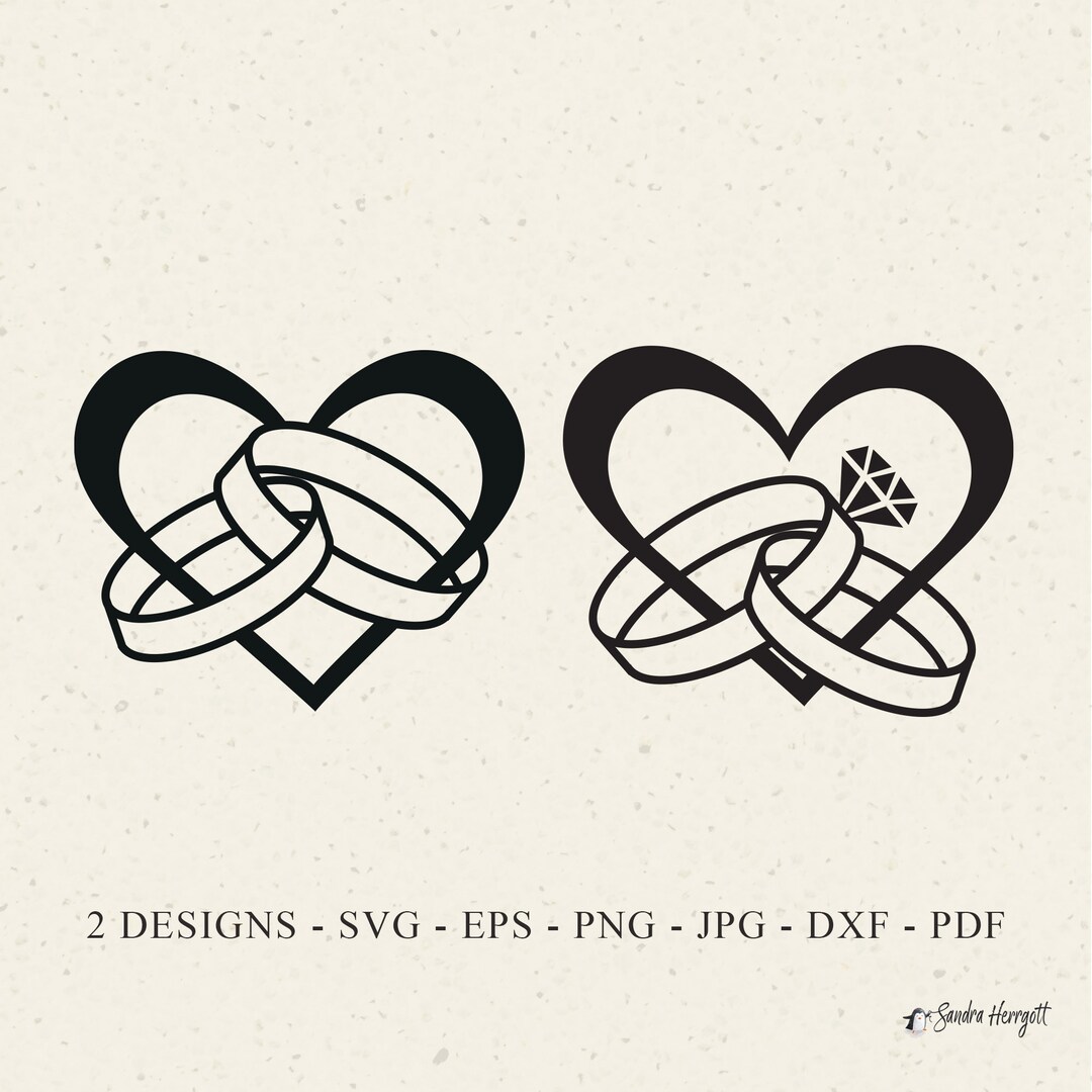 Heart Ring Plotter File Svg Dxf Png Jpg Pdf Marriage Cricut Wedding ...