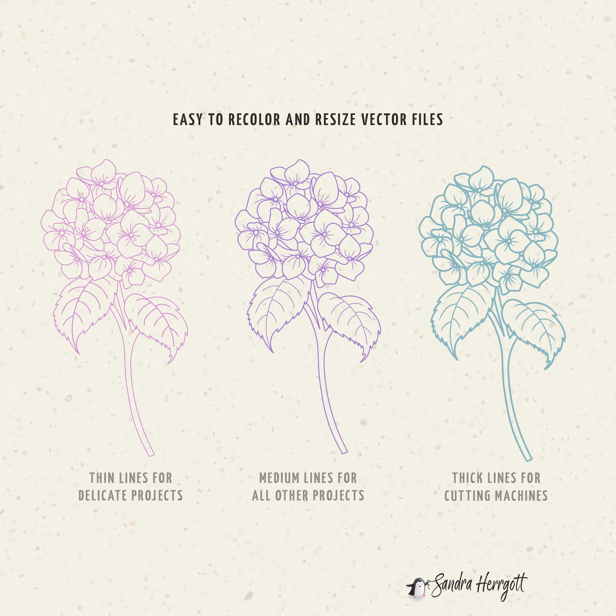 Hydrangea Plotter File Svg Dxf Png Eps Jpg Cute Wildflower Cricut ...