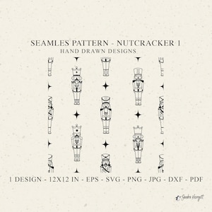 Christmas Nutcracker Seamless Pattern Svg Dxf Png Eps xmas star Background Plotter File Wallpaper Clipart Cute Vinyl Cut File DIY Stencil