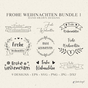 Deutsch Frohe Weihnachten PlotterdateiSvg Dxf Png Eps Jpg Herz Kranz Cricut Banner Silhouette Clipart Niedlich Vinyl Schnitt Datei digitaler Download