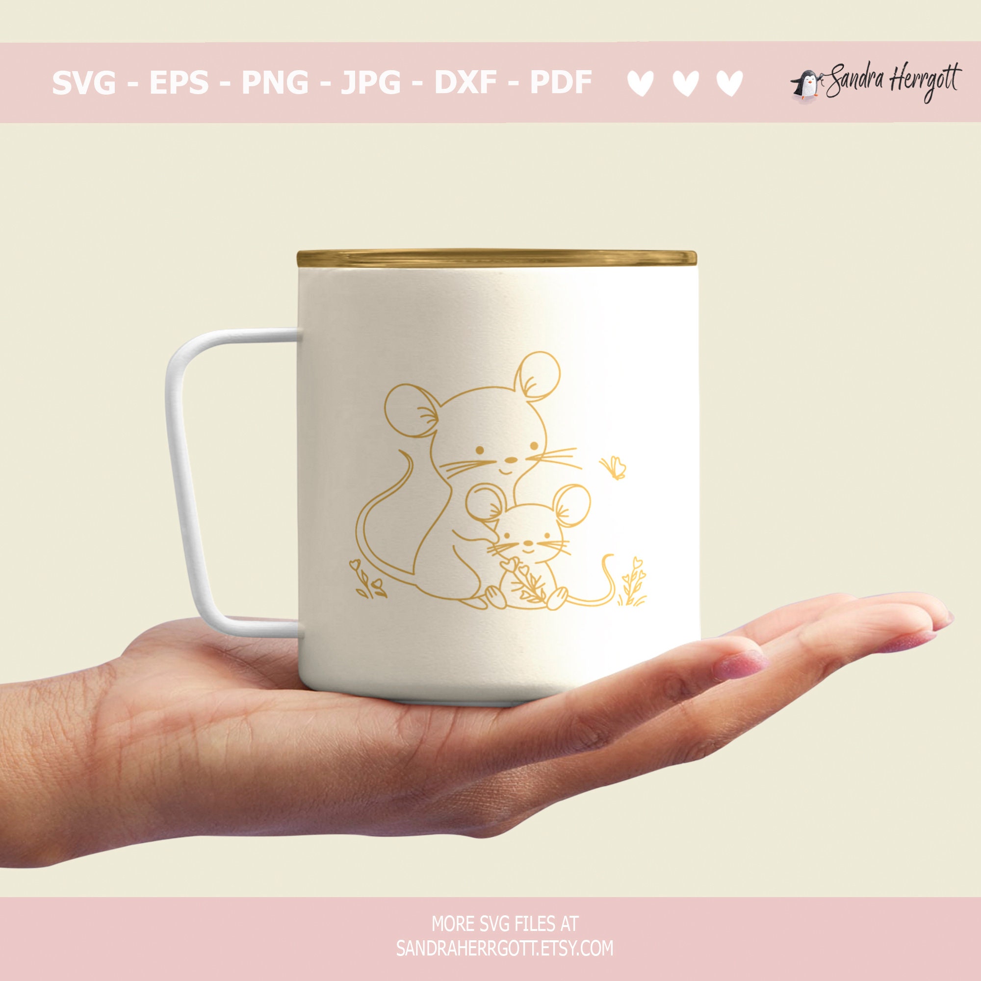 Baby & Mum Mouse Plotter File Svg Dxf Png Pdf Jpg Sweet Cricut Animal ...