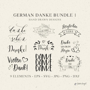 Deutsch Danke PlotterdateiSvg Eps Dxf Bundle Banner Danke für Alles Danke Schön Cricut Cut File Vielen Dank Herzlichen Dank Clipart Banner
