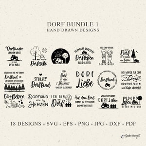 Village allemand traceur fichier Svg Dxf Png Jpg Pdf Eps maison amour Cricut maison Silhouette ferme vie citation tracteur Clipart enfant pin nuit