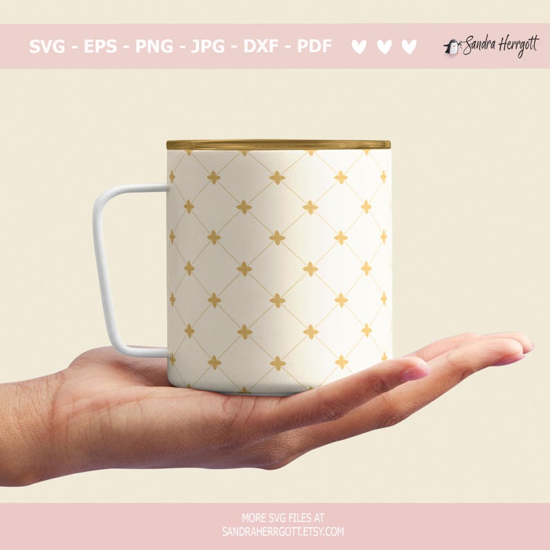 Daisy Diamond Grid Seamless Pattern SVG DXF PNG Eps Flower Cricut ...