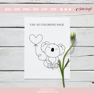 Arquivo para plotter de animais fofos: balão de coração, SVG, DXF, PNG, coelhinho bebê, Cricut, silhueta de leão, raposa, baleia, tartaruga, pinguim, coala, preguiça, pato, macaco imagem 8