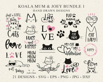 Cute Cat Plotter File SVG DXF PNG Kitty Lady Florals Cricut Brother Canvas Silhouette Download Baby Animal Love Flower Kitten Clipart Meow