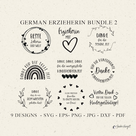 German Erzieherin Plotter File Svg Dxf Png Jpg Eps Pdf Lehrerin Cricut Danke Silhouette Kindergarten Clipart Cute Vinyl Cut File DIY Stencil