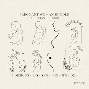 Pregnant Woman Plotter File Svg Dxf Png Motherhood Cricut Pregnancy Silhouette Mum Download Mom to be Vinyl Cut File Template Line Art Lady