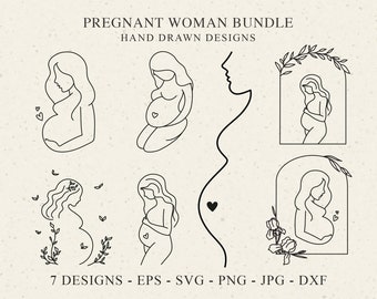 Zwangere vrouw plotterbestand Svg Dxf Png moederschap Cricut zwangerschap silhouet moeder download moeder als vinyl gesneden bestand sjabloon lijntekeningen dame