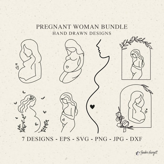 Pregnant Woman Plotter File Svg Dxf Png Motherhood Cricut Pregnancy Silhouette Mum Download Mom to be Vinyl Cut File Template Line Art Lady