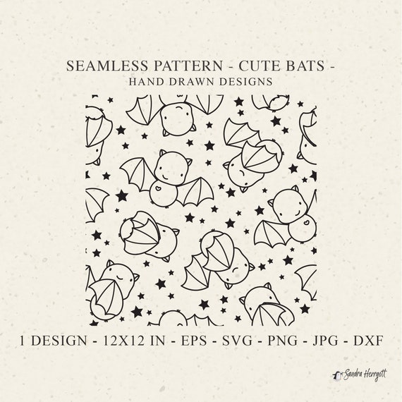 Bat Seamless Pattern Svg Dxf Png Jpg Baby Animal Cricut - Etsy