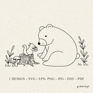 Bär Eichhörnchen Freund Plotterdatei Dxf Png Jpg Geburtstag Geschenk Cricut Weihnachten Silhouette Baby Tier Clipart Vinyl Laser Cut Datei Herbst