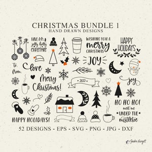 File plotter di Buon Natale in formato SVG, DXF, PNG, EPS, Jpg, ornamento natalizio, Cricut, pacchetto, amore, gioia, guanto, clipart, casa, banner, fiocco di neve, file di taglio in vinile