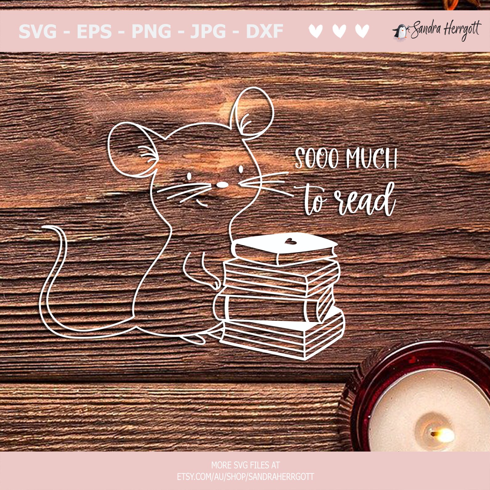 Mouse Reading Plotter File SVG DXF PNG Whimsical Cricut Cute Silhouette ...