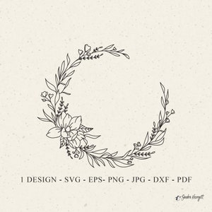 Magnoliakrans Svg, botanische snijbestand, wilde bloemen clipart, bloemkrans Svg, bruiloft krans Svg, commercieel gebruik, Magnolia dxf, bloem Dxf