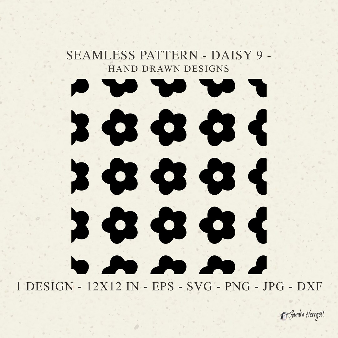 Daisy Seamless Pattern SVG DXF PNG Eps Jpg Flower Cricut Background