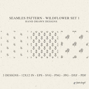 Wildblume Musterdesign SVG Dxf Png Eps Jpg Pdf Blume Cricut Hintergrund Plotterdatei Floral Tapete Clipart Vinyl Cut Datei Silhouette
