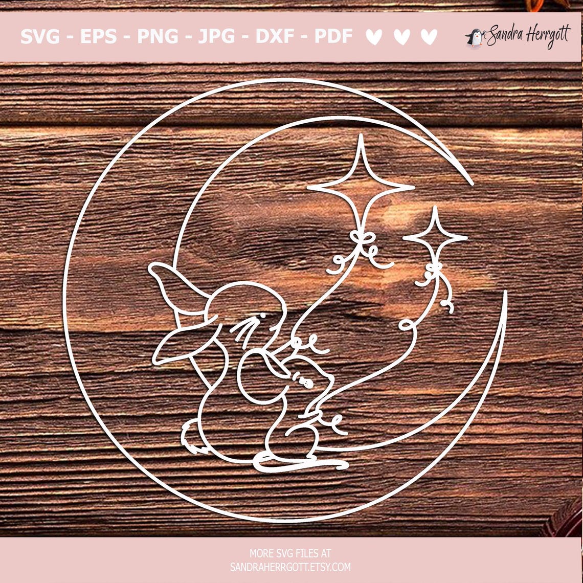 Moon Mouse Plotter File Svg Dxf Png Jpg Sweet Animal Cricut Baby Mum ...