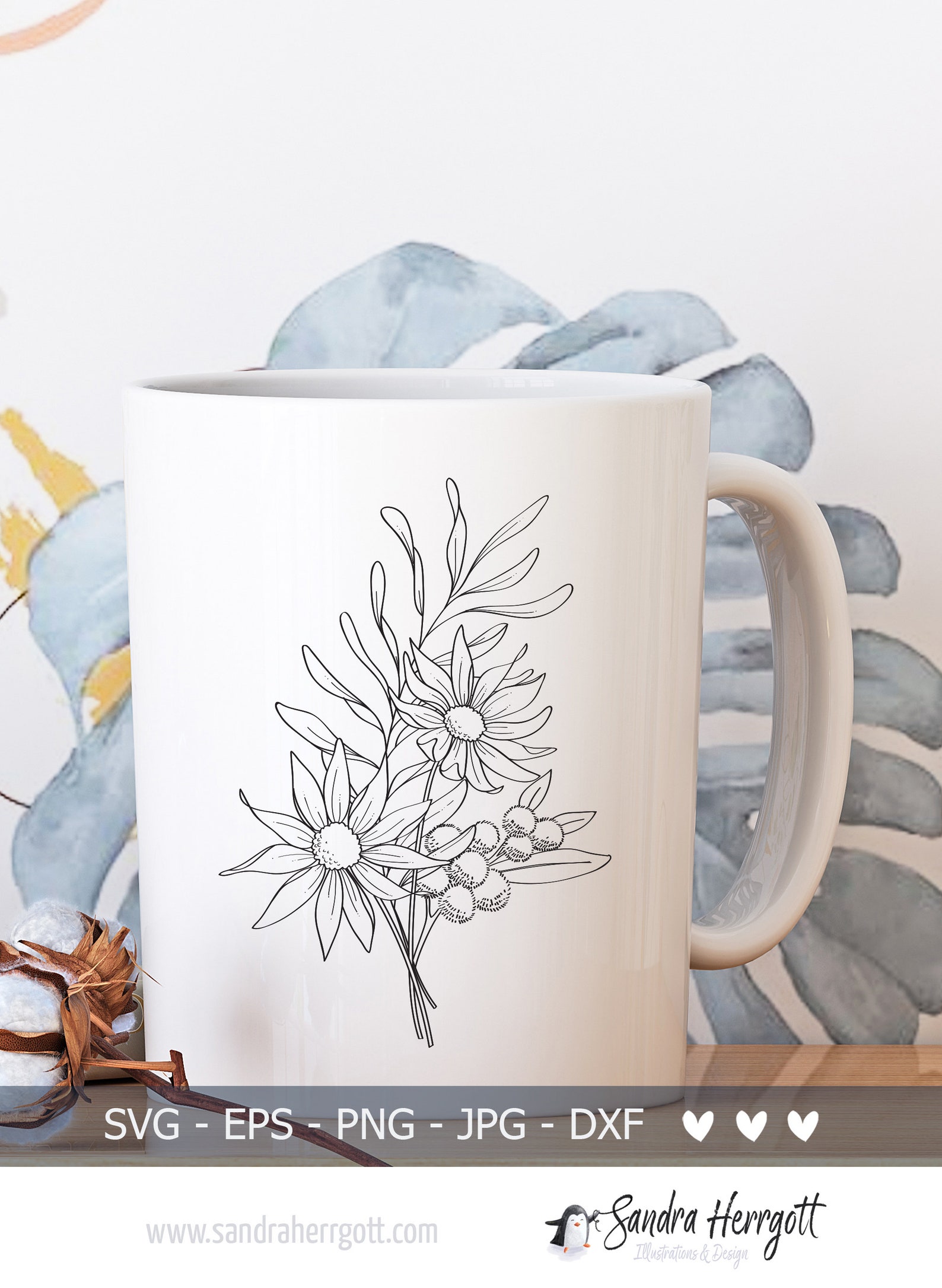 Download Wildflower Bouquet Svg Clipart file Botanical Flower Bunch ...