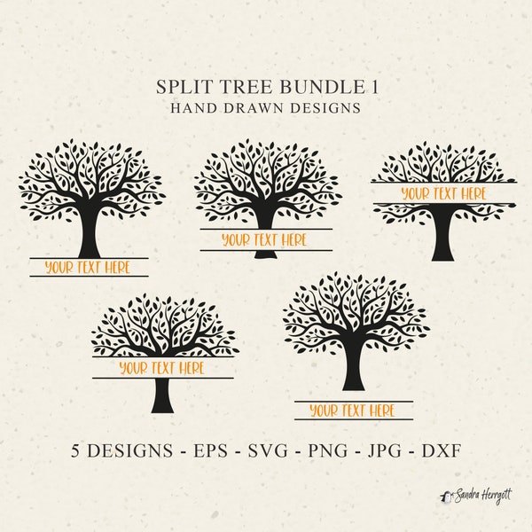 Split Tree Plotter File SVG DXF PNG Oak Cricut Family Olive Tree of Life Vector Vinyl Cut File Silhouette Download Monogram Icon Template