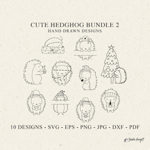 Hérisson mignon traceur fichier Svg Dxf Png Jpg Pdf anniversaire Cricut forêt animaux Clipart Silhouette Split monogramme coupe fichier automne arbre de Noël