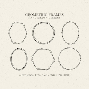 GEOMETRISCHE RAHMEN in SVG, ovaler Rahmen, Kreisrahmen, Diamantrahmen, Monogrammrahmen, Papierschnittvorlage, SVG-Dateien für Cricut und Silhouette
