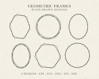 GEOMETRIC FRAMES in SVG, Oval frame, Circle frame, Diamond frame, Monogram frame, Paper cut template, Svg files for cricut and silhouette