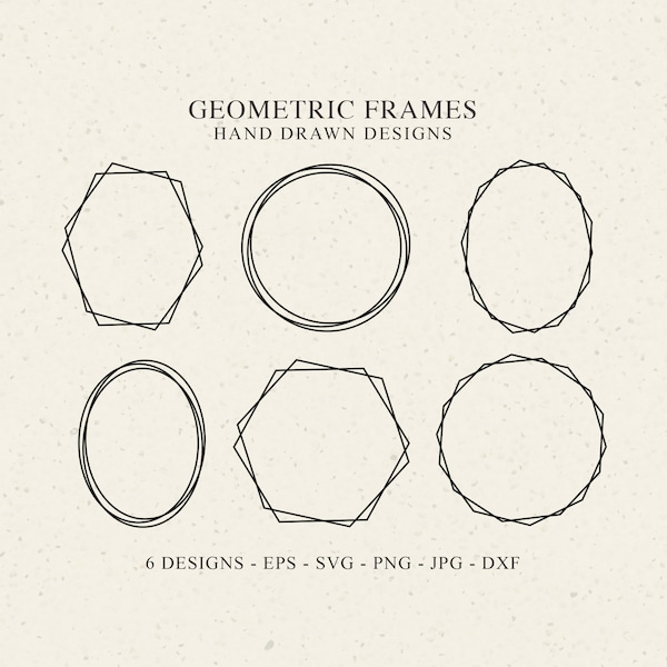 GEOMETRIC FRAMES in SVG, Oval frame, Circle frame, Diamond frame, Monogram frame, Paper cut template, Svg files for cricut and silhouette