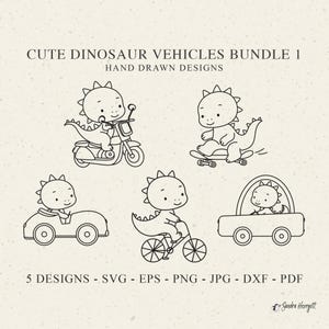 Niedliche Dinosaurier Plotterdatei SVG Dxf Png Eps Motorrad Cricut Fahrrad Silhouette Baby Tier Clipart Auto Skateboard Vinyl Laser Cut Datei Kinderzimmer