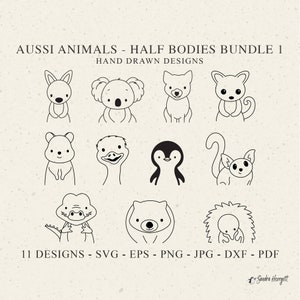 Australisches Tier halber Körper Plotterdatei Dxf Png Jpg Pdf Känguru Cricut Koala Possum Silhouette Vinyl Laser Cut Datei Emu Quokka Clipart