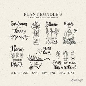 Plant Lover Plotter File Svg Dxf Png Jpg Gardening is Therapy Cricut Floral Plant Mum Silhouette Botanical Clipart Vinyl Laser Cut File Home