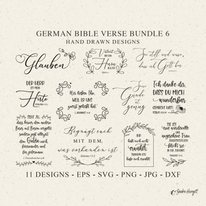 Arquivo de plotter de versos da Bíblia em alemão Svg Dxf Png Eps Jpg Graça Cricut Fé Silhueta Escritura Acreditar Clipart Misericórdia Cristã Arquivo de corte de vinil