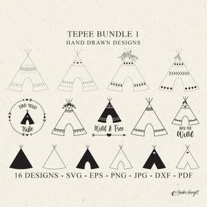 Tepee Plotter Arquivo Svg Dxf Png Jpg Pdf Cricut Silhueta Clipart Vinil Arquivo de corte a laser Boho Tribal Patterned Tent Wild & Free Encontre sua tribo
