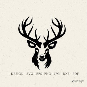 Buck Plotter File Svg Dxf Png Pdf Forest Animal Cricut Male Deer Silhouette Woodland Clipart Vinyl Laser Cut File stag bull hart DIY Stencil