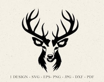 Buck Plotter File Svg Dxf Png Pdf Forest Animal Cricut Male Deer Silhouette Woodland Clipart Vinyl Laser Cut File stag bull hart DIY Stencil