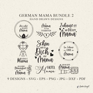 Maman allemande traceur fichier Svg Dxf Png Jpg Pdf Eps fleur voeux Cricut coeur couronne Silhouette vinyle découpé au Laser fichier cadeau décoration maison