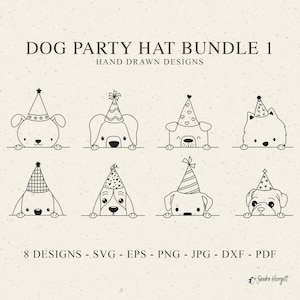Hund Partyhut Plotterdatei Dxf Png Jpg Pdf Tier Cricut Geburtstag Clipart Welpe Silhouette Vinyl Laser Cut Datei DIY Schablone Feier