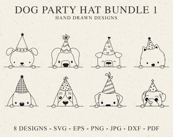 Dog Party Hat Plotter File Svg Dxf Png Jpg Pdf Animal Cricut Birthday Clipart Puppy Silhouette Vinyl Laser Cut File DIY Stencil Celebration