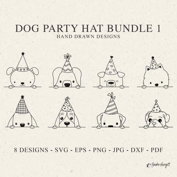 Dog Party Hat Plotter File Svg Dxf Png Jpg Pdf Animal Cricut Birthday Clipart Puppy Silhouette Vinyl Laser Cut File DIY Stencil Celebration