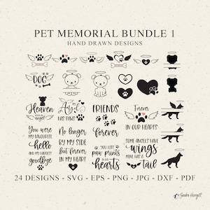 Huisdier Memorial plotter bestand Svg Dxf Png Jpg puppy Cricut silhouet baby dier clipart vinyl lasergesneden bestand hond verlies engel vleugel huisdier in de hemel