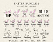 Easter Bunny Plotter File SVG DXF Hello Name Split Spring Rabbit Cricut Plotting Bundle Mama Papa Sister Brother Baby Grandma Grandpa Love