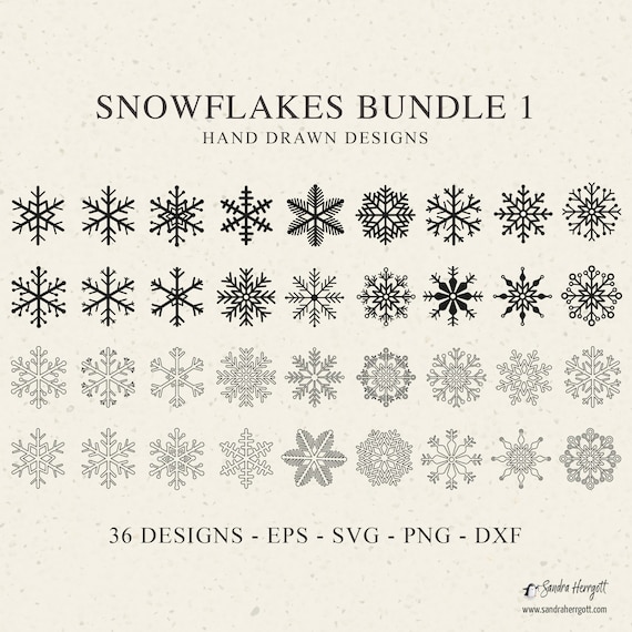 Snowflakes Plotter File Svg Eps Dxf Jpg Png Winter Cricut Clipart Whimsy Silhouette Vector Line Art Laser Cut Template DIY Stencil Monogram