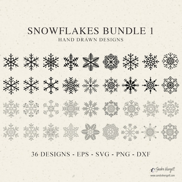 Bundle Svg flocons de neige, Svg hiver, flocons de neige couper fichier, flocons de neige icône Dxf, flocons de neige Cricut, Clipart flocons de neige, des cliparts hiver