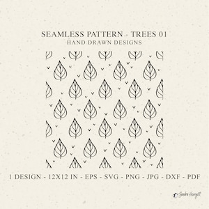Baum Blatt Musterdesign SVG Dxf Png Eps Jpg Pdf Herbst Cricut Wald Hintergrund Plotterdatei Natur Tapete Clipart Niedlich Vinyl Cut Datei