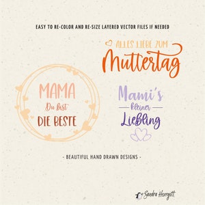 German Mama Plotterdatei SVG DXF Liebling Heart Rainbow Ich Mag Dich Cricut Silhouette Download Plotting Bundle Alles Liebe Zum Muttertag Bild 2