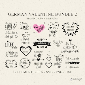 Duitse Valentine SVG bundel bladeren krans banner Cricut liefde hart silhouet download plotten bundel clipart plotter bestanden clipart DXF, png